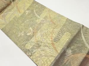 引箔ヱ霞・蝶に葉模様織出し夏用袋帯